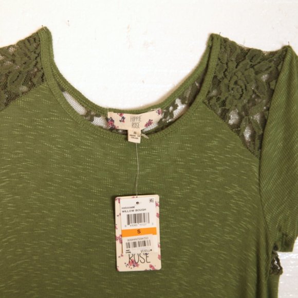Hippy Rose Bohemian Green Flowy Lacy Top  Size S Willow Bough - Picture 2 of 5